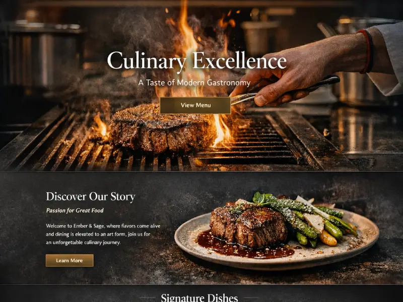 Restaurant website example